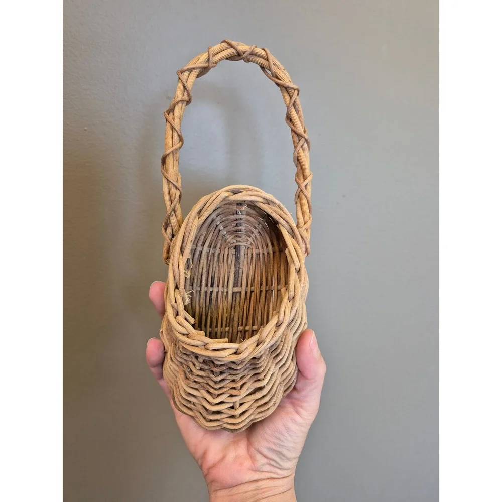 Vintage Handwoven Wicker Wall Pocket Basket 10 Boho Farmhouse Wall Planter Decor